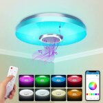 Plafonnier led 36w avec haut - parleur bluetooth, intelligent avec telecommande et controle app, changement ...