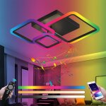 Plafonnier led rgb avec haut - parleur bluetooth 84w luminaire plafonnier smart dimmable avec tlcommande ...