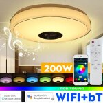 Plafonnier led avec tlcommande, design moderne, wi - fi, bluetooth, 200w, musique, eclairage d'intrieur, ...