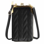 Pochette bandouli�re smartphone simili cuir surpiqu� multi - compartiments noir
