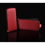 Pochette etui vertical housse a rabat coque a clapet en cuir pu polyur�thane style cuir v�ritable rouge ...