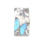 Pochette pour sony xperia z3 compact papillon bleu + film protection ecran