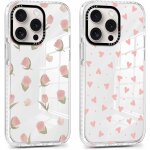 Polki - 2 pices coque pour iphone 16 pro 6, 3 , transparente etui avec aesthetic motif fleur coeur, ...