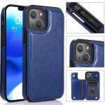 Portefeuille etui pour iphone 14 fentes pour cartes fermoir magn�tique double avec titulaire de la carte ...