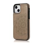 Portefeuille avec porte - cartes etui pour iphone 14 plus boutons doubles flip antichoc mandala en relief ...