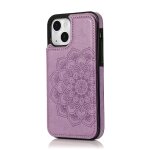 Portefeuille avec porte - cartes etui pour iphone 14 flip antichoc boutons doubles motif fleur cuir pu ...
