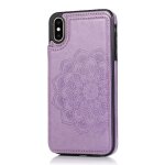 Portefeuille avec porte - cartes etui pour iphone x / xs cuir pu motif fleur mandala en relief boutons ...