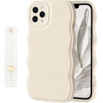 Ppdaz - coque pour iphone 11 pro max mignonne simple et ondule avec dragonne ajustable poigne de maintien ...