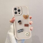 Ppdaz - coques pour iphone 15 pro max 6, 7'', etui blanc souple tpu silicone aesthetic ours en peluche ...