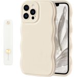 Ppdaz - coque pour iphone 15 pro mignonne simple et ondule avec dragonne ajustable poigne de maintien ...
