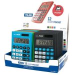 Pr�sentoir 12 calculatrices calculatrices de poche � 8 chiffres couleurs assorties milan.