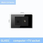 Prise murale universelle avec indicateur led, verre noir, bouton d'clairage, chargement usb, etats - ...