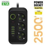 Prise ue 5m prises ca prise multitap rallonge multiprise bande d'alimentation electrique avec usb type ...