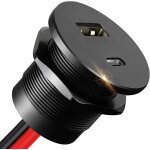 Prise usb c 12v pour camping - car, aluminium double pd 30w&qc 18w prise de chargeur de voiture, montage ...