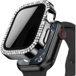 Privacy diamant coque pour apple watch series 9 / 8 / 7 41mm accessoires, bling coques avec hd anti - ...