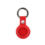 Protection en cuir pu avec attache porte - cl� pour airtag - rouge