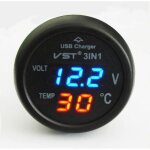 Qumox voltm�tre allume - cigare thermom�tre chargeur usb led auto 12 - 24v