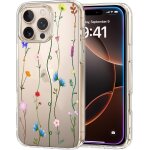Qxer - coque compatible avec iphone 16 pro - transparente - avec motif floral en relief - en tpu souple ...