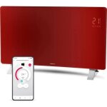Radiateur intelligent wi - fi en verre - sencor - scf 4742rd - 2400 w - 2 niveaux - thermostat - rouge ...
