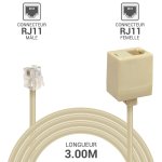 Rallonge tlphonique rj11 male vers rj11 femelle 3m beige