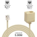 Rallonge tlphonique rj11 male vers rj11 femelle 5m beige