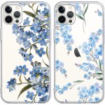 Rfgvc - 2 pices coque pour iphone 16 pro 6, 3 , transparente souple silicone avec motif bleue fleur ...