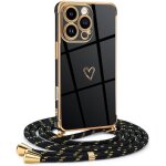 Rfgvc - coque compatible avec iphone 16 pro max avec cordon de collier, coque avec cordon motif coeur ...