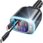 Rolgno rtractable chargeur allume cigare usb c, [charge rapide 4 ports] chargeur voiture 72w, pr allume ...