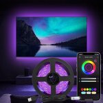 Ruban led 3m super brillant [app smart control], multicolore bluetooth 5050 rgb bande led, synchronisation ...