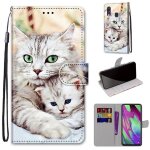Samsung galaxy a40 coque, saturcase beau pu cuir magn�tique flip portefeuille support porte - carte dragonne ...