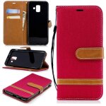 Samsung galaxy a6 2018 coque, saturcase premium jeans style denim et pu cuir magn�tique flip portefeuille ...
