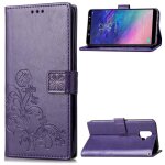 Samsung galaxy a6 2018 coque, saturcase lucky clover pu cuir magn�tique flip portefeuille support porte ...