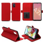 Samsung galaxy a71 etui protection portefeuille rouge a rabat avec porte cartes - housse galaxy a71 folio ...