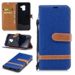 Samsung galaxy a8 (2018) coque, saturcase premium jeans style denim et pu cuir magn�tique flip portefeuille ...