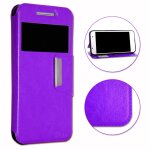 Samsung galaxy ace 3 housse etui coque violet folio ddie faon cuir avec surpiqres et clapet magntique ...