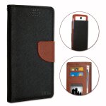 Samsung galaxy ace style etui housse folio noir et marron faon cuir textur avec porte cartes et surpiqres ...