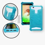 Samsung galaxy j1 ace coque arrire faon cuir bleu ciel contours en silicone gel anti - chocs by ph26 ...