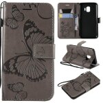 Samsung galaxy j2 core coque, saturcase papillon gaufrage pu cuir magn�tique flip portefeuille support ...