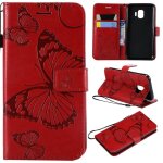 Samsung galaxy j2 core coque, saturcase papillon gaufrage pu cuir magn�tique flip portefeuille support ...