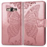 Samsung galaxy j2 prime coque, saturcase papillon gaufrage pu cuir magntique flip portefeuille support ...