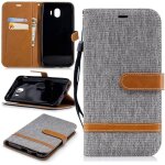 Samsung galaxy j4 2018 coque, saturcase premium jeans style denim et pu cuir magn�tique flip portefeuille ...