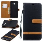 Samsung galaxy j4 plus coque, saturcase premium jeans style denim et pu cuir magn�tique flip portefeuille ...