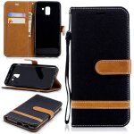 Samsung galaxy j6 2018 coque, saturcase premium jeans style denim et pu cuir magn�tique flip portefeuille ...