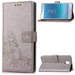 Samsung galaxy j6 2018 coque, saturcase lucky clover pu cuir magn�tique flip portefeuille support porte ...