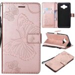 Samsung galaxy j7 duo coque, saturcase papillon gaufrage pu cuir magn�tique flip portefeuille support ...