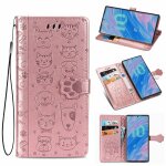 Samsung galaxy note 10 coque, saturcase chien et chat mignon pu cuir magn�tique flip portefeuille support ...