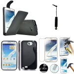 Samsung galaxy note 2 n7100 / n7105: lot coque etui housse pochette accessoires silicone gel simili cuir ...