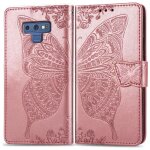 Samsung galaxy note 9 coque, saturcase papillon gaufrage pu cuir magntique flip portefeuille support ...