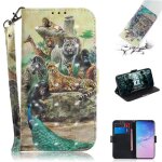 Samsung galaxy s10 coque, saturcase beau 3d motif pu cuir magn�tique flip portefeuille support porte ...