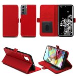Samsung galaxy s21 plus / s21 + 5g etui protection portefeuille rouge a rabat avec porte cartes - housse ...